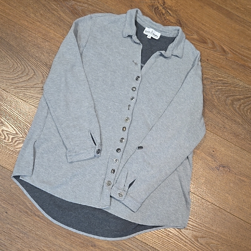 Neon Buddha Gray Button-Up Top